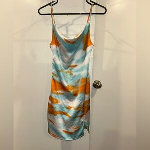 Orange and Blue Tie-Dye Dress